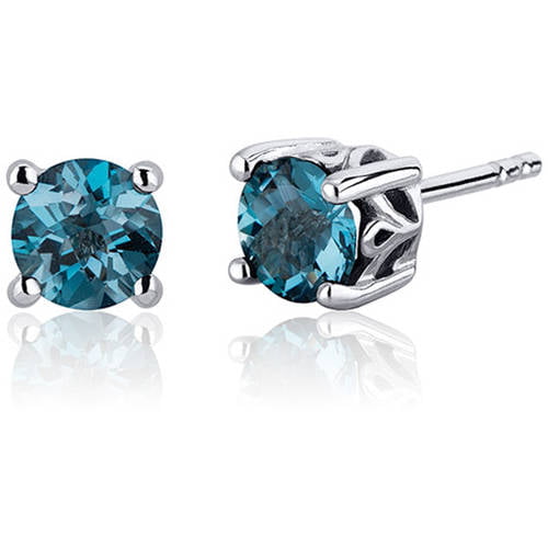 Blue Topaz Pendant and Stud Earrings Set in Sterling Silver 2.00 CT TGW 